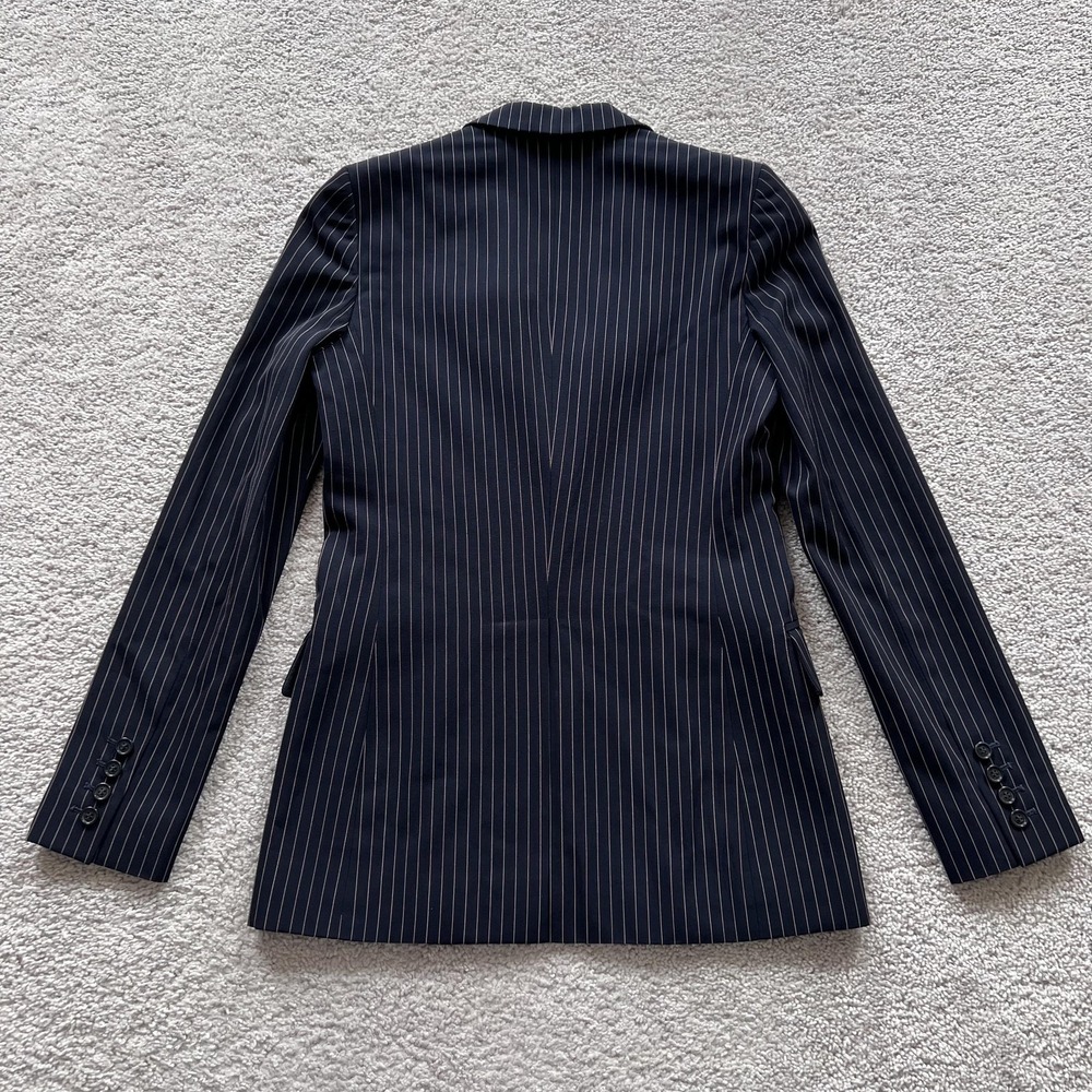 Stella McCartney Pinstripe Suit Blazer Womens 38 Blue Wool Lined Two Button - Picture 2 of 16